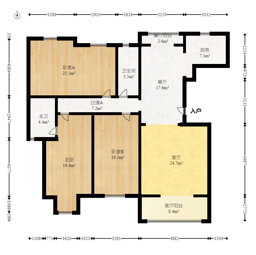 八方小区D区  4室2厅2卫   497.00万室内图1