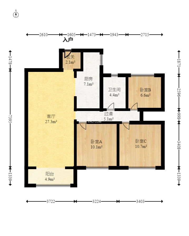 五矿沁园金城（春和景园）  3室2厅2卫   106.00万
