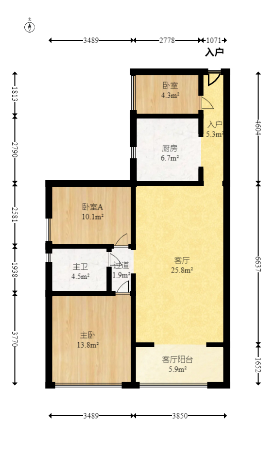 华润凤凰城二期  3室2厅1卫   65.00万室内图1