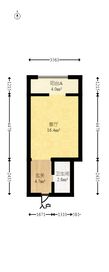 明昇壹城（明昇时代广场）二期  1室1厅1卫   54.00万室内图1