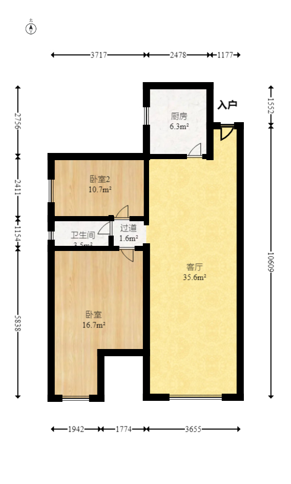 华龙家园(和泰家园) 2室2厅1卫 59.8万 华龙家园(和泰家园) 2室2厅1卫 59.8万户型图