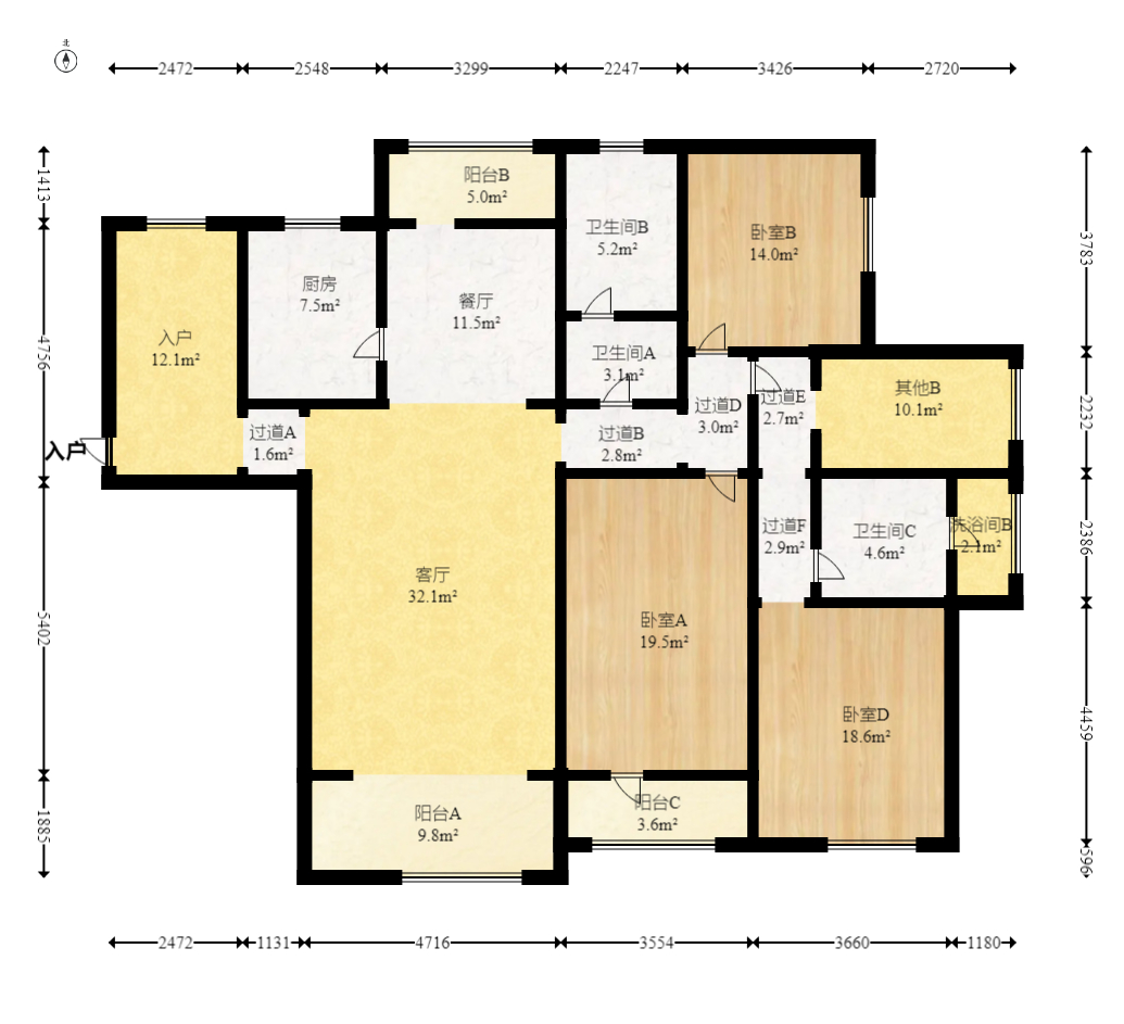 五矿万境水岸二期(五矿万境水岸和苑)  4室2厅2卫    268.0万 五矿万境水岸二期(五矿万境水岸和苑)  4室2厅2卫    268.0万户型图