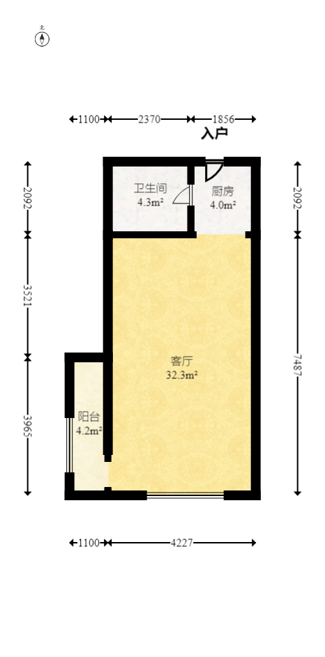 中一九骏（枫桥苑）  1室1厅1卫   47.00万室内图1