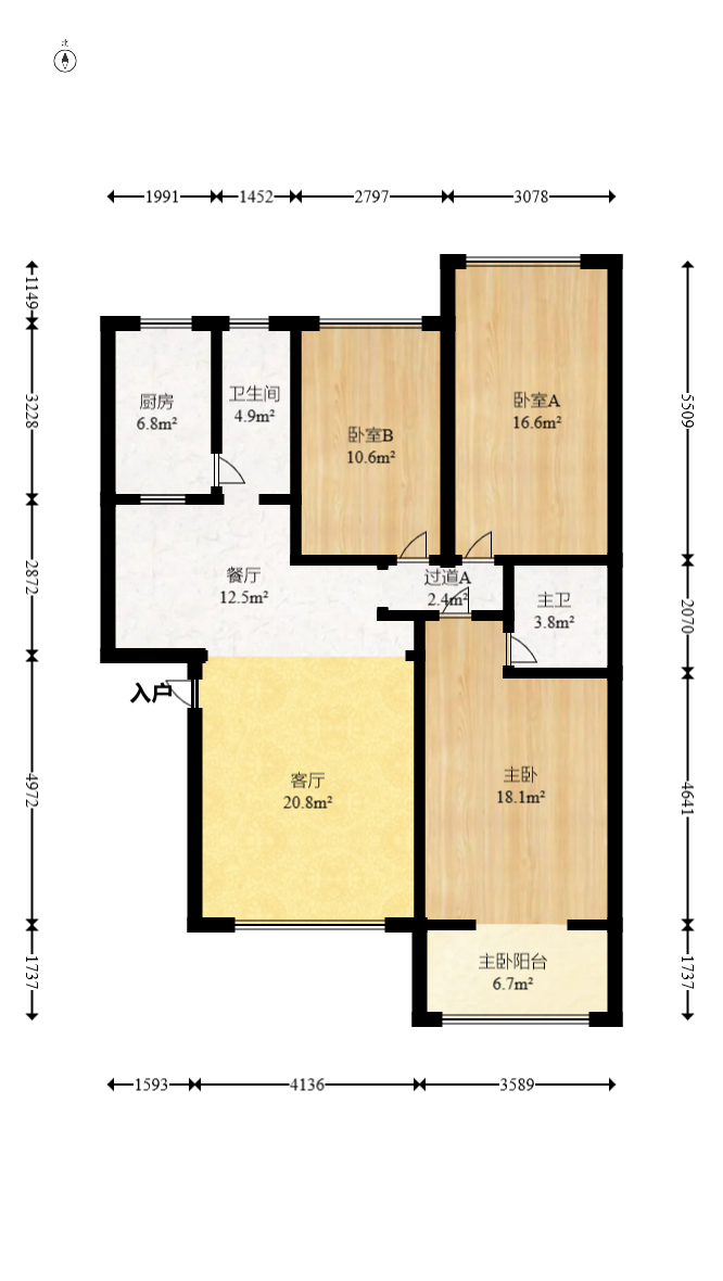 桔洲新苑（观沙岭）  3室2厅2卫   80.00万室内图1