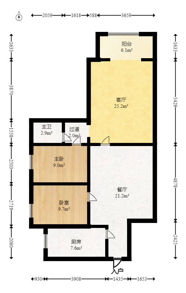 佳天雅苑  3室2厅2卫   93.00万室内图1