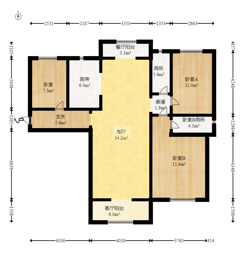 文景家园  3室2厅2卫   126.00万