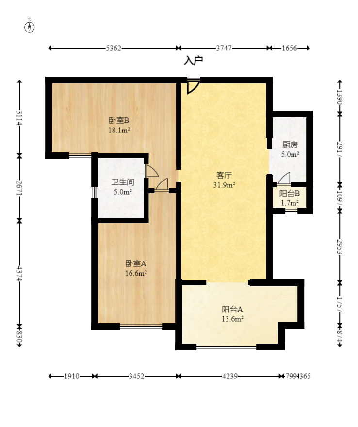 五矿万境蓝山  2室2厅1卫   69.00万室内图1