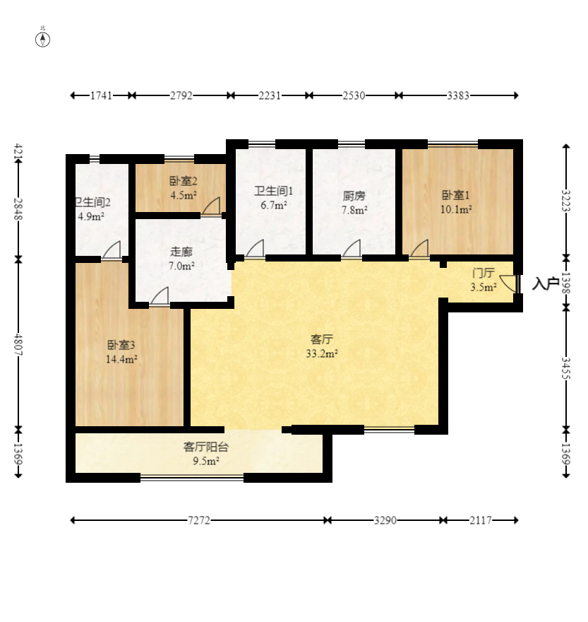 中建钰和城  3室2厅2卫   152.00万室内图1
