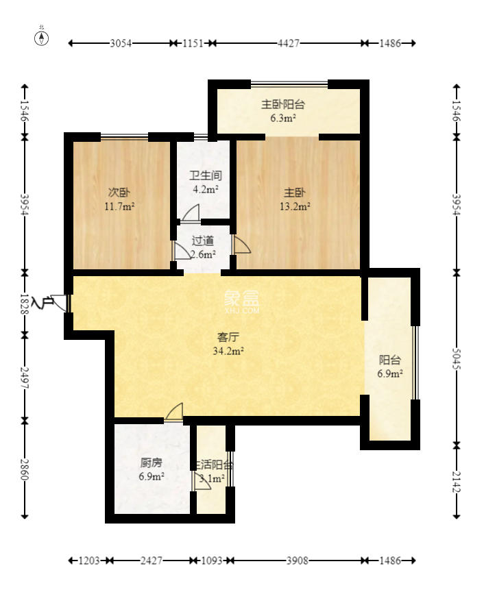 瑞凯景城苑（一、二期）  2室2厅1卫   43.00万室内图1
