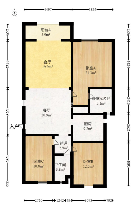 兴旺正佳广场（金石雅苑）  3室2厅1卫   109.00万