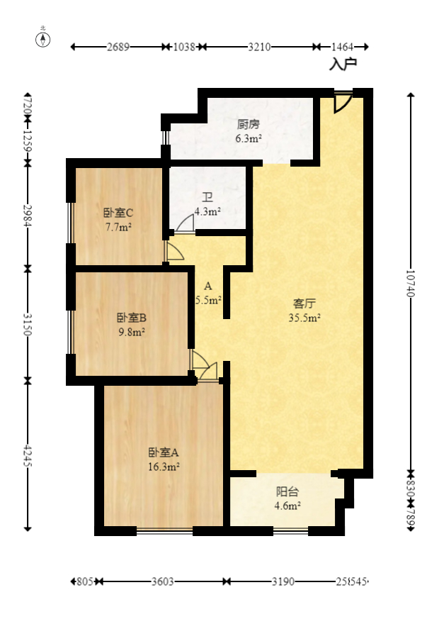 佳兆业云顶梅溪湖（佳兆业梅溪荟）  3室2厅1卫   135.00万室内图1