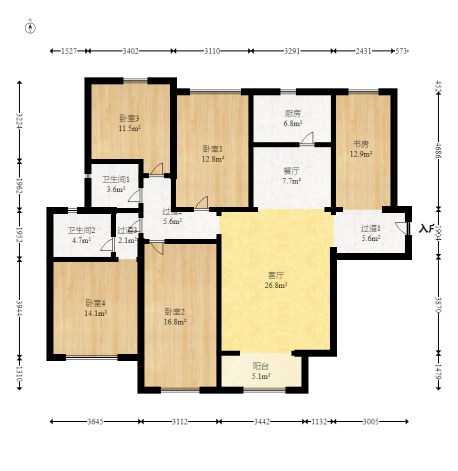 名家翡翠花园 5室2厅1卫 124.6万 名家翡翠花园 5室2厅1卫 124.6万户型图