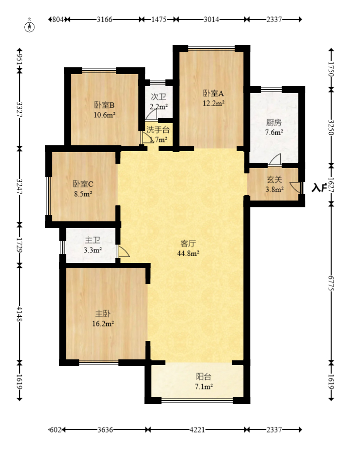 建投象山国际  4室2厅2卫    149.45万室内图1