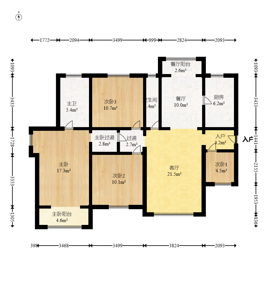 淞雅苑 3室2厅2卫 86.8万 淞雅苑 3室2厅2卫 86.8万户型图