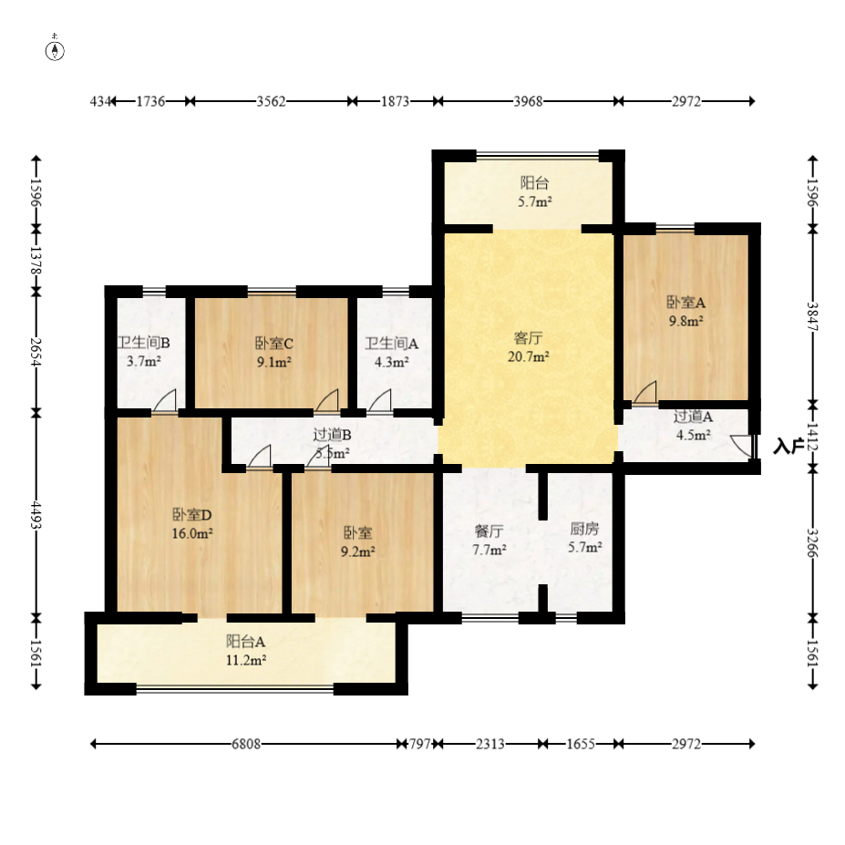 中建嘉和城  4室2厅2卫   150.00万室内图1