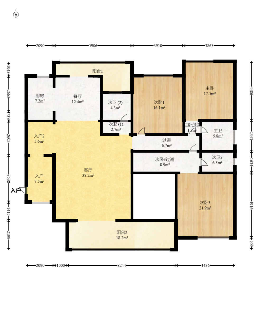 中建江山壹号  4室2厅3卫   465.80万室内图1