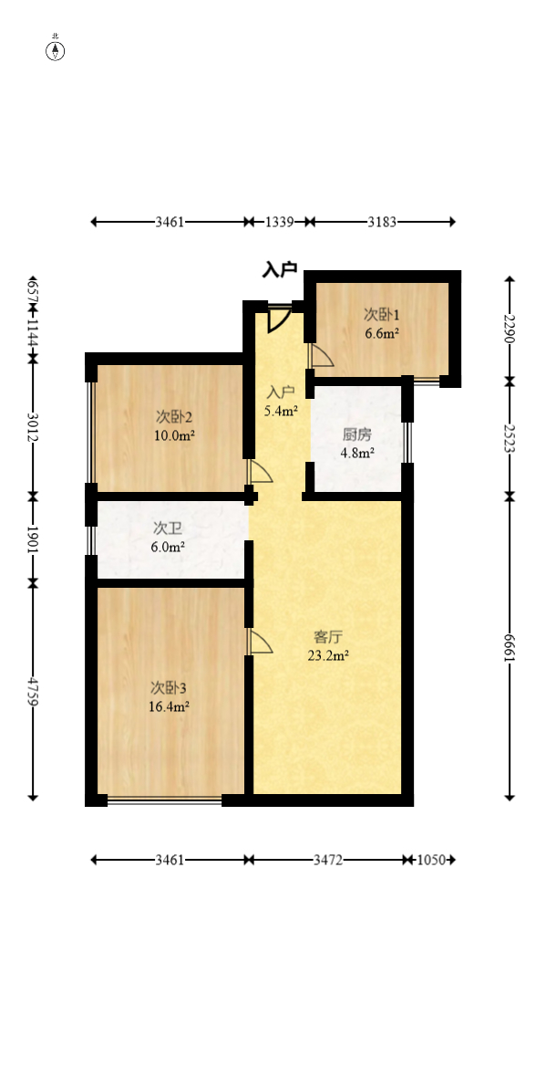 钱隆首府(福晟御园)  3室2厅1卫   122.00万室内图1