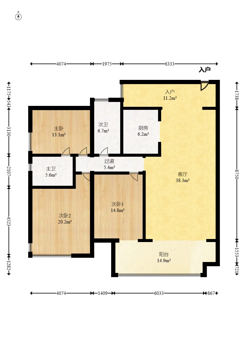 荣悦台  3室2厅2卫   177.00万室内图1