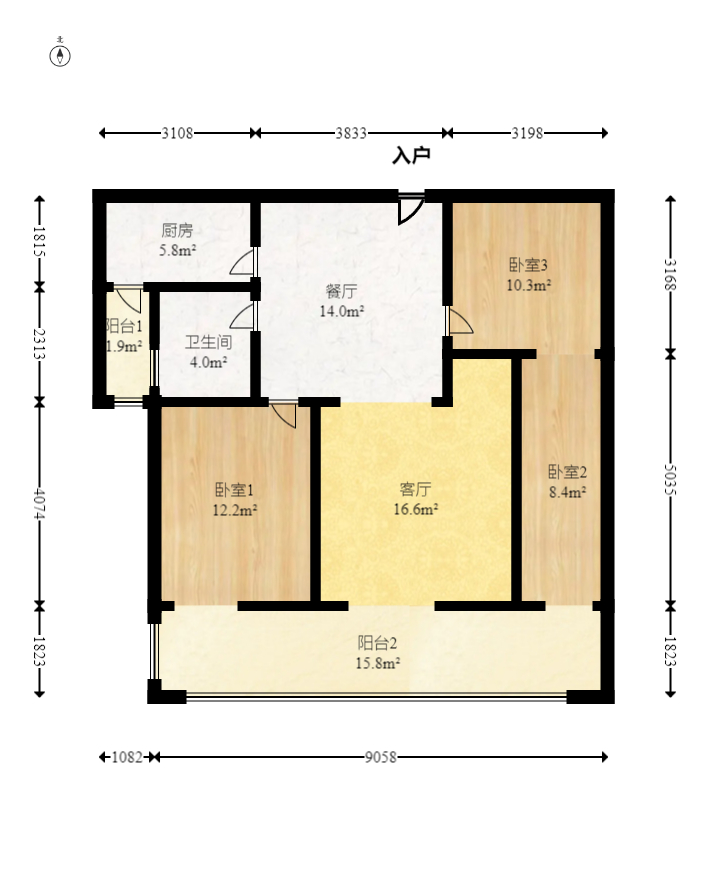 浩龙音乐界  2室2厅1卫    47.88万室内图1