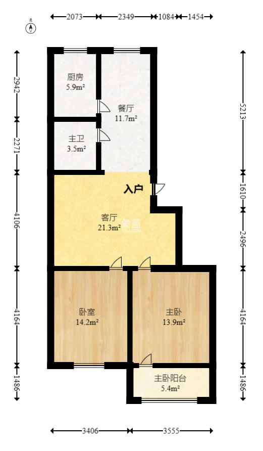 中南汽车世界  2室2厅1卫    23.5万室内图1