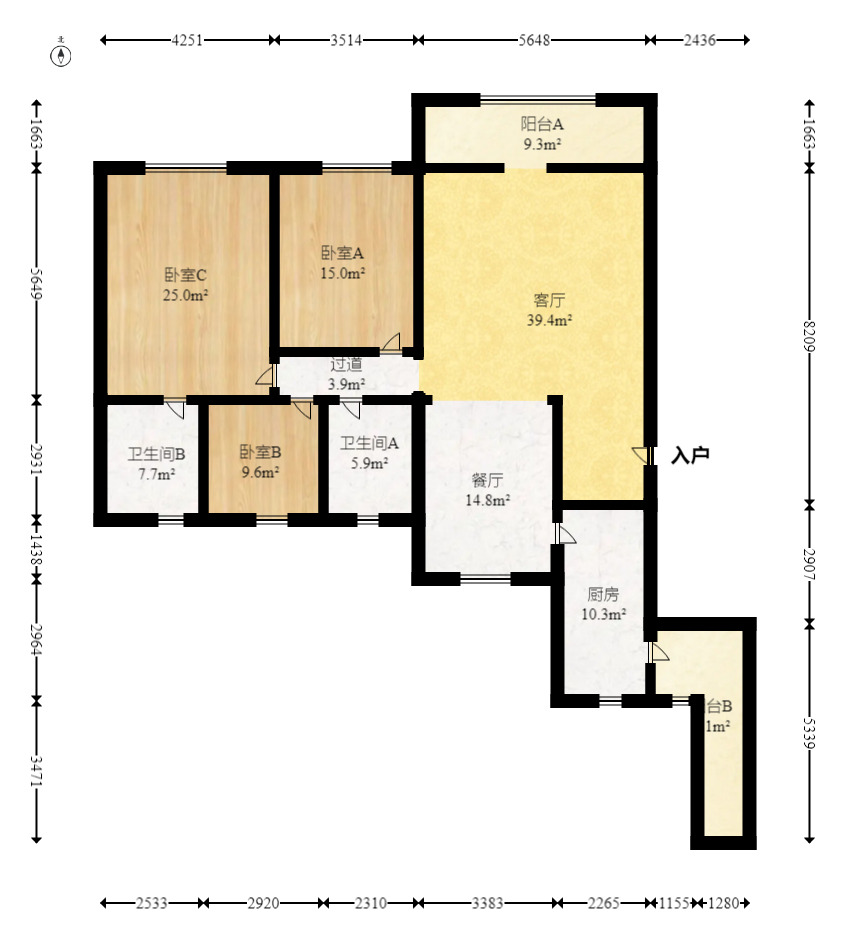 佳兆业君汇上品 3室2厅1卫 72.0万 佳兆业君汇上品 3室2厅1卫 72.0万户型图