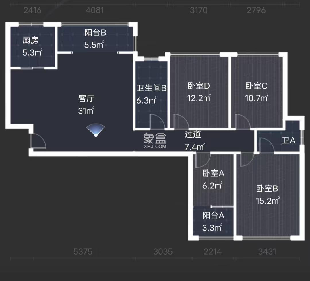 旺城天悦领秀香江  3室2厅2卫   58.00万室内图1