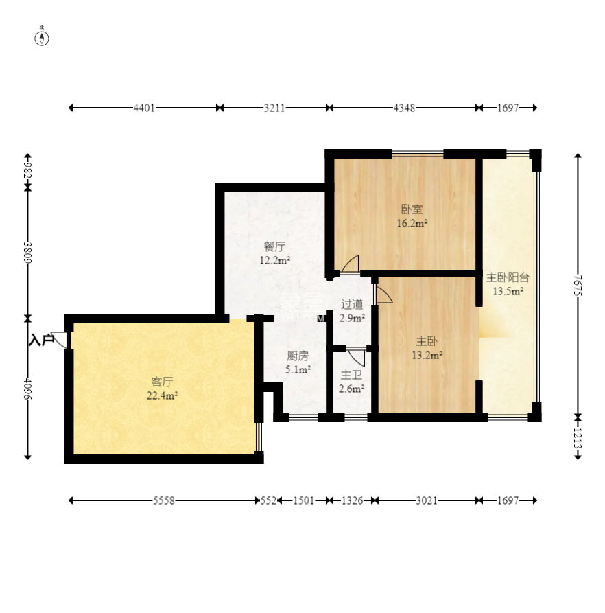 富華大廈  2室2廳1衛(wèi)   86.00萬(wàn)