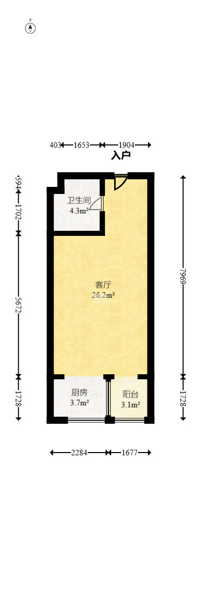 望兴景园二期（望兴西西里）  1室0厅1卫   38.80万