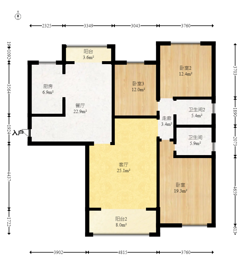 金廣星苑  3室2廳2衛(wèi)    68.0萬室內(nèi)圖1