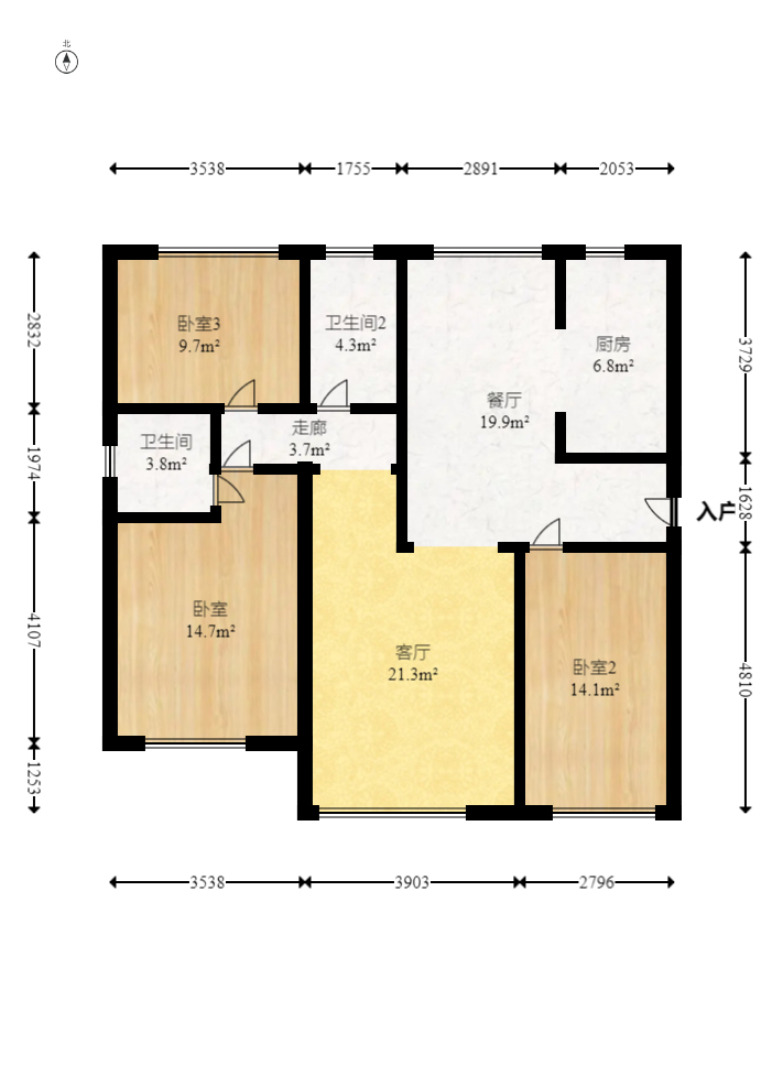 高林仕家  3室2厅2卫   92.80万室内图1