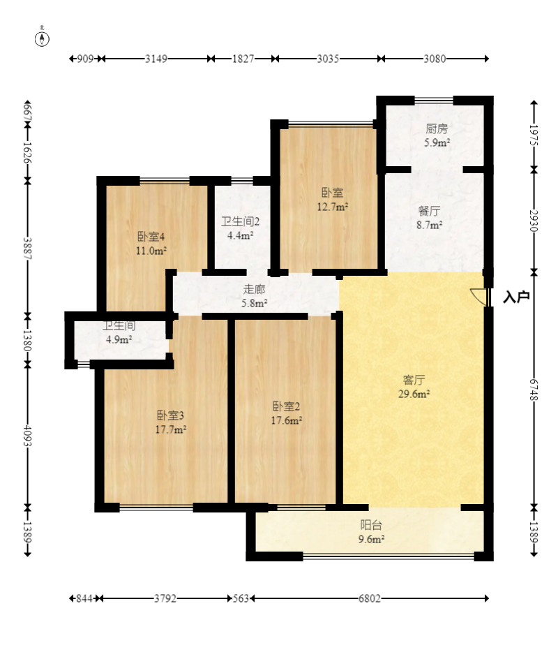 龙湖碧桂园天宸原著  4室2厅2卫    182.0万 龙湖碧桂园天宸原著  4室2厅2卫    182.0万户型图