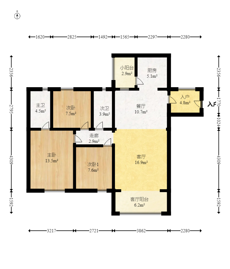 紫园D区  3室2厅2卫    408.0万室内图1