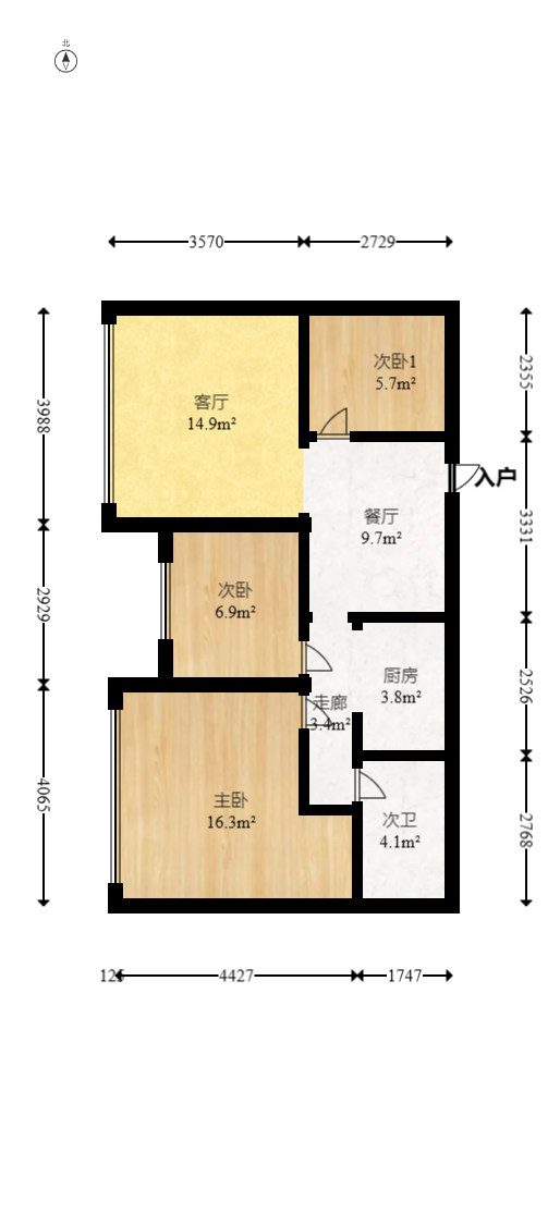 怡昌花园  3室2厅1卫   138.80万室内图1