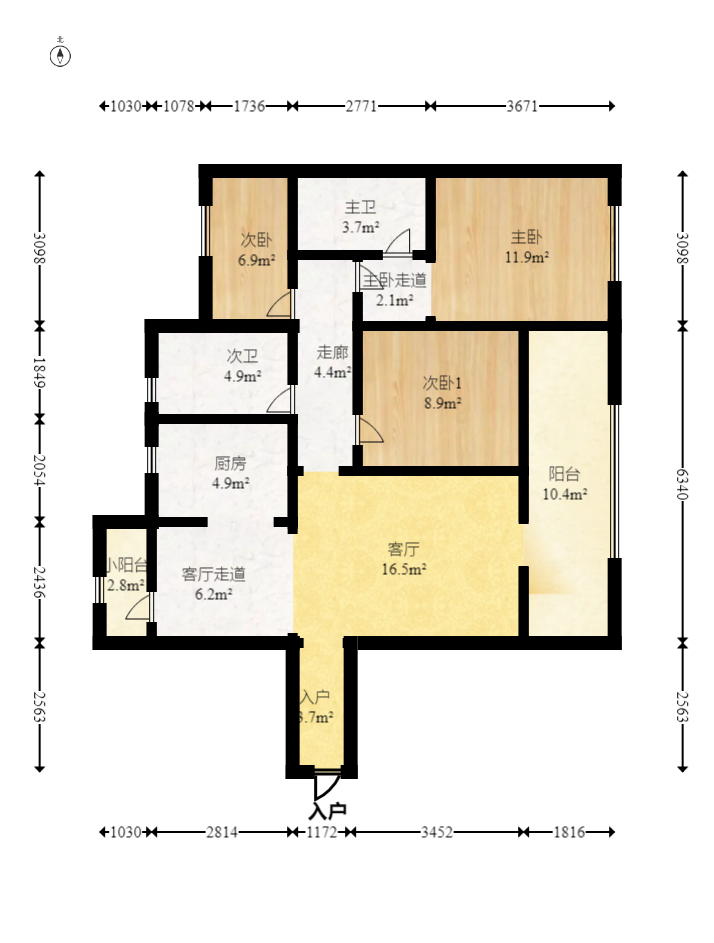 恩祥新城 3室2厅1卫 152.0万 恩祥新城 3室2厅1卫 152.0万户型图