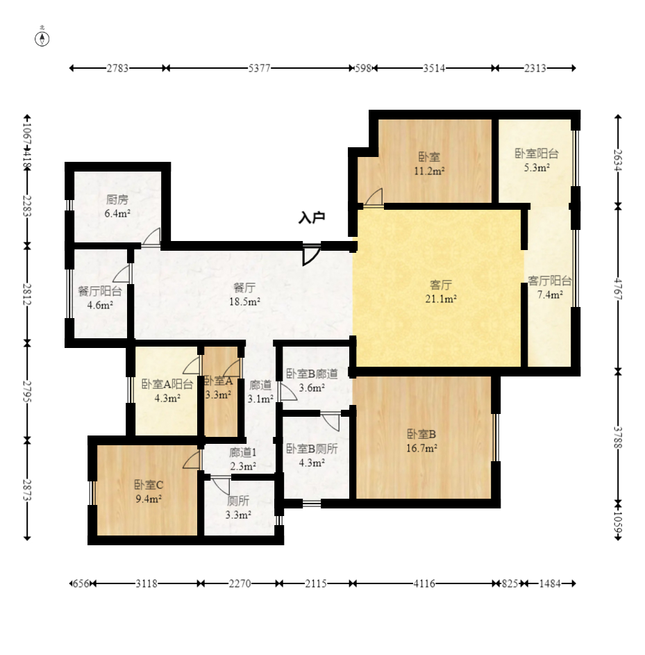 建发电建江山悦  4室2厅2卫    158.9万室内图1