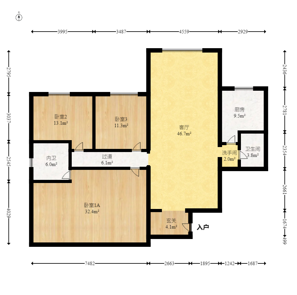 天伦公寓 3室2厅1卫 71.8万 天伦公寓 3室2厅1卫 71.8万户型图