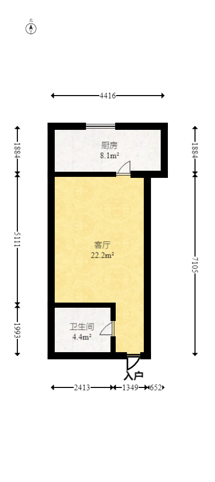 中欣楚天雅郡  1室1厅1卫   16.80万室内图1