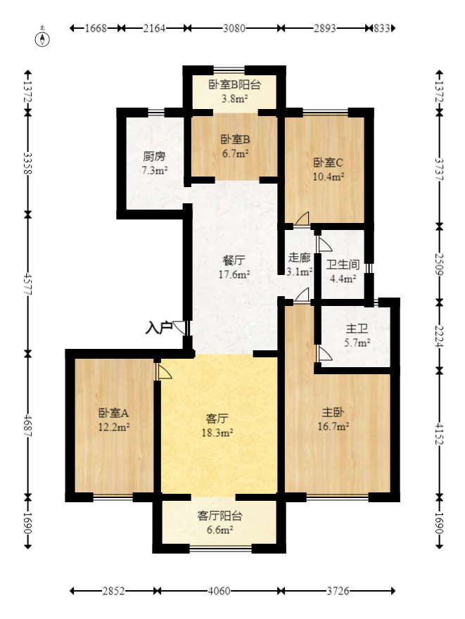 长沙美的梧桐庄园  3室2厅1卫    125.0万 长沙美的梧桐庄园  3室2厅1卫    125.0万户型图