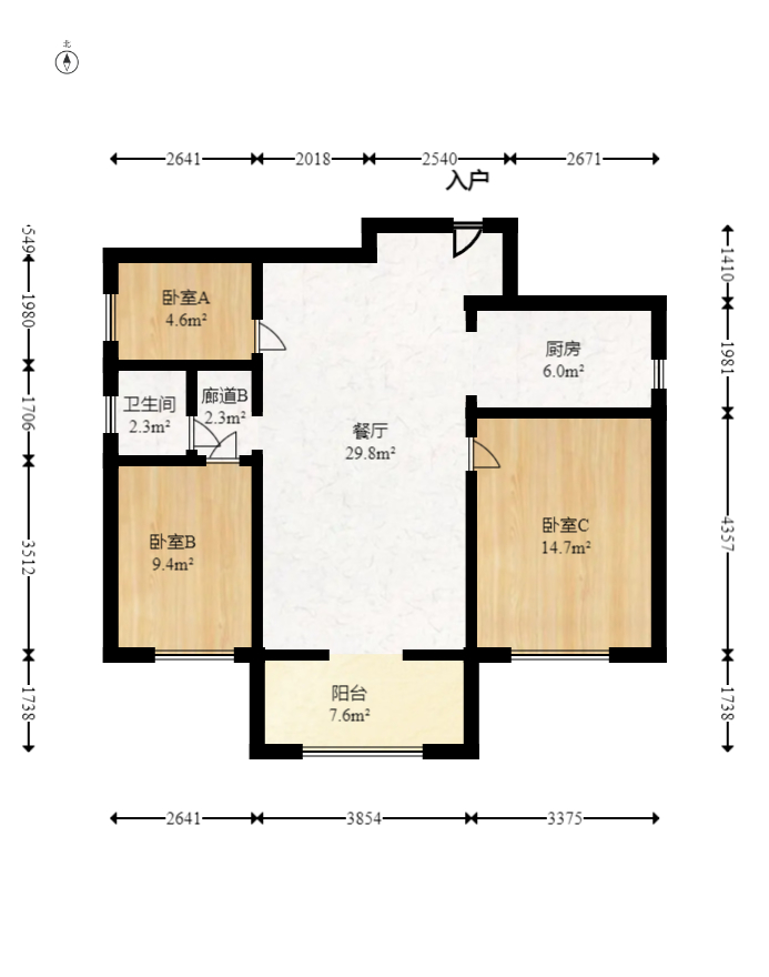 江山帝景雅典 3室2厅1卫 72.0万 江山帝景雅典 3室2厅1卫 72.0万户型图