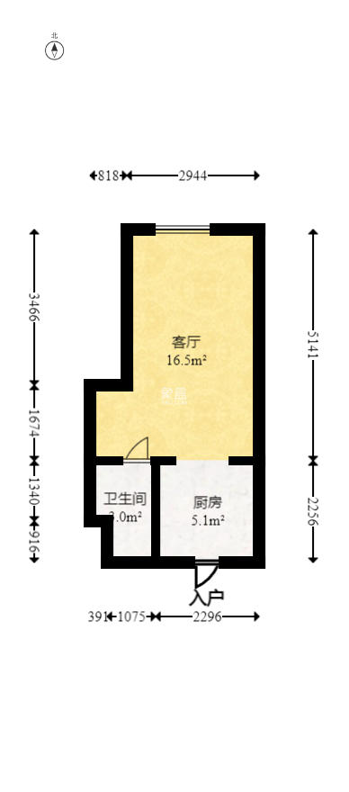 尚鑫海悦（新长海尚海城）  1室1厅1卫   35.00万室内图1