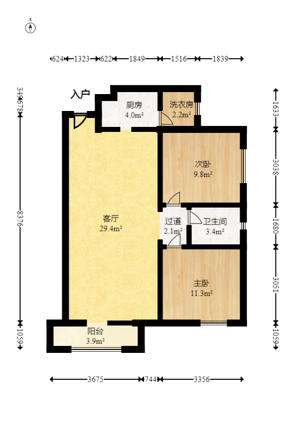恒基凯旋门三期  2室2厅1卫   68.80万室内图1