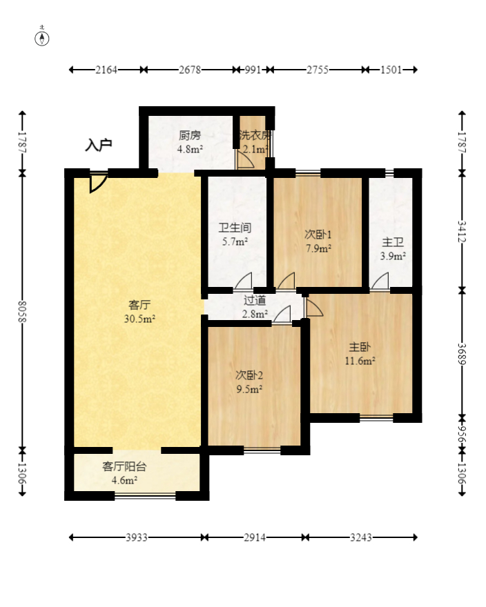 未来漫城 3室2厅2卫 89.8万 未来漫城 3室2厅2卫 89.8万户型图