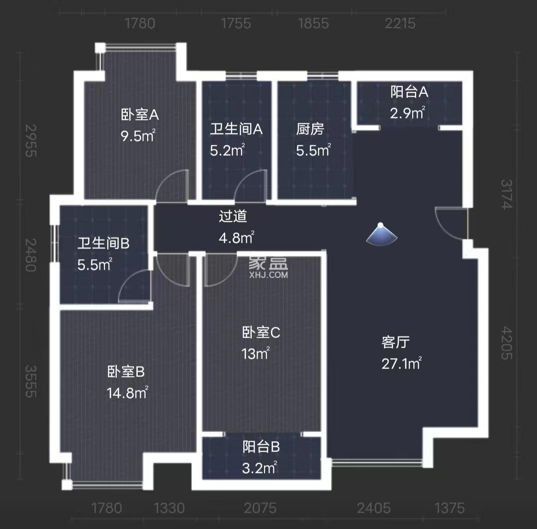 武广国际学苑  3室2厅2卫   85.00万室内图1