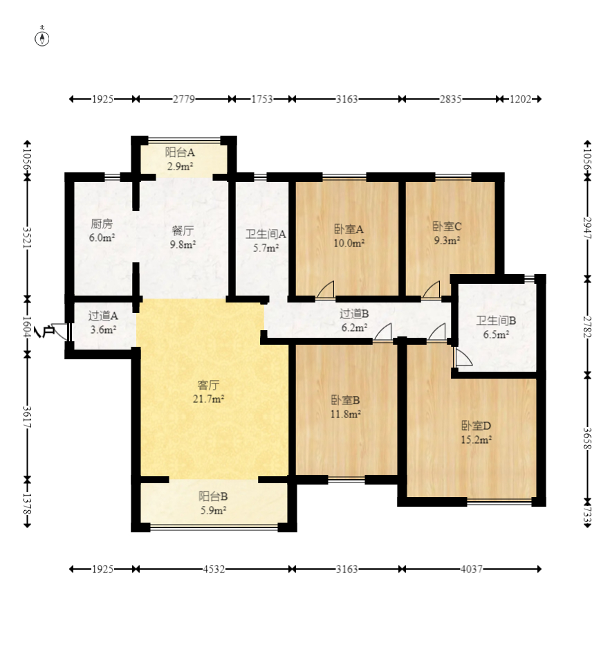 中建璟和城  4室2厅2卫   102.00万室内图1