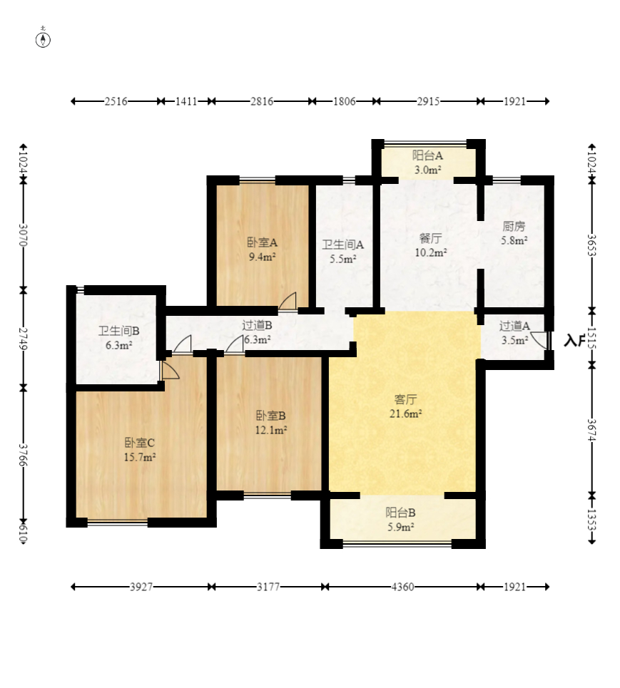 中建璟和城  4室2厅2卫   157.80万室内图1