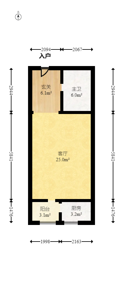 福晟钱隆国际（晟冉景苑）  1室1厅1卫   36.00万室内图1