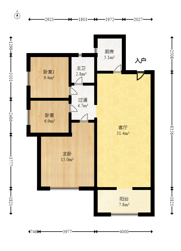 荣盛花语城  3室2厅1卫   70.00万室内图1