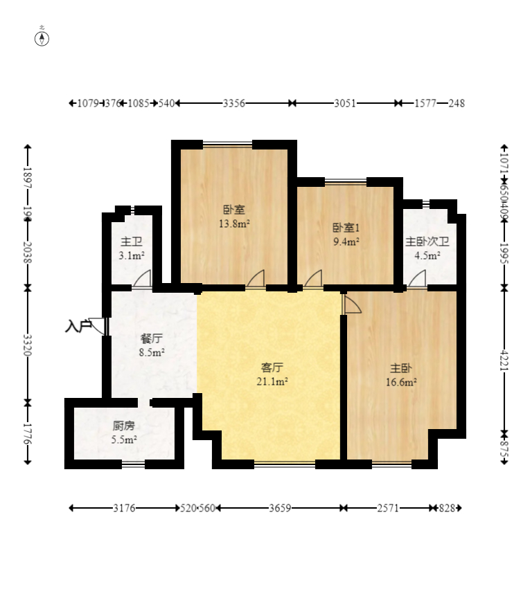 和悦城(蟠龙景苑) 3室2厅1卫 72.0万 和悦城(蟠龙景苑) 3室2厅1卫 72.0万户型图
