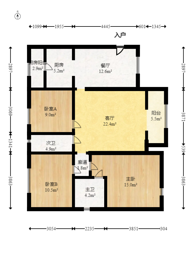江山帝景哈佛  3室2厅2卫    108.0万室内图1