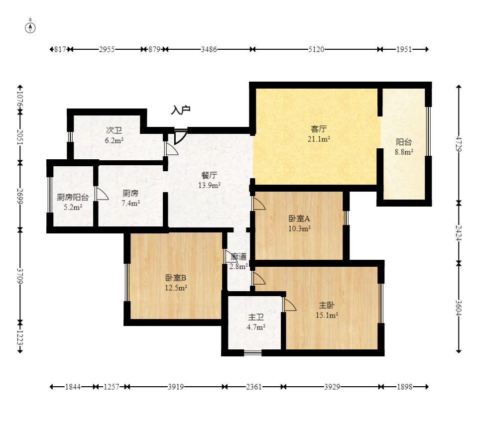 江滨家园  3室2厅2卫   85.00万室内图1